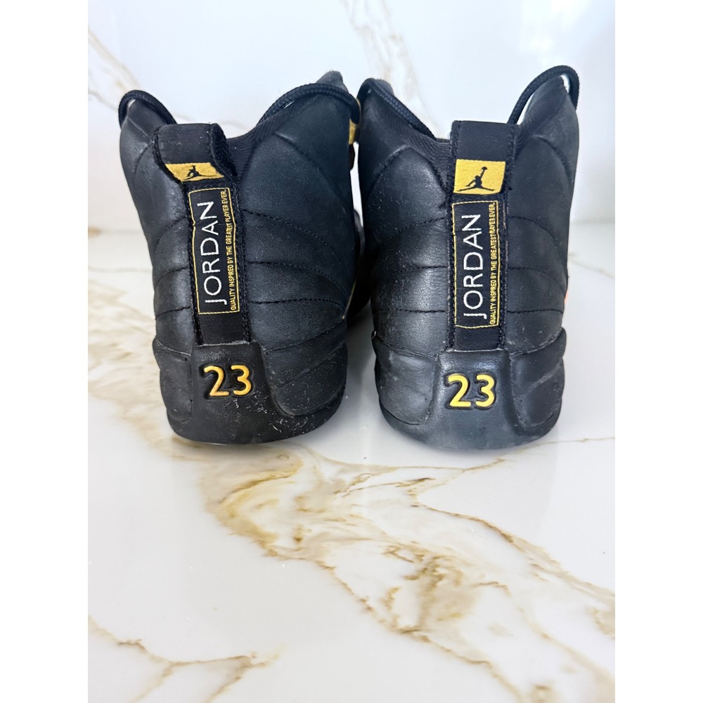 Jordan 12 Retro Black Taxi Kids Size 4.5Y Black Gold 153265-071